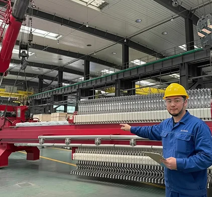 Technical review beside the machine