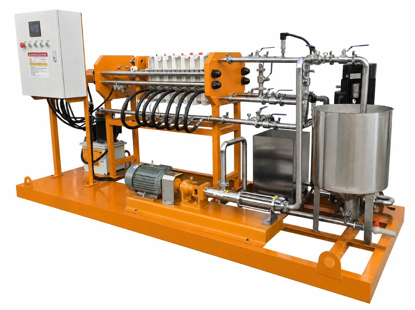 Small laboratory test filter press for pilot filtration trials