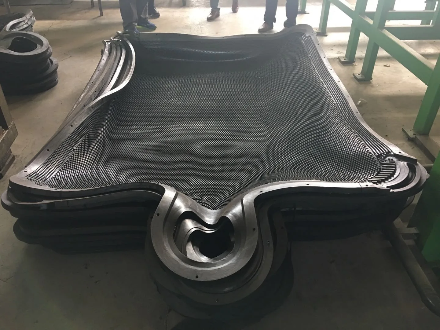VPA2040 rubber membrane components stacked in workshop